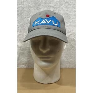 KAVU Gray 100% Cotton Snapback Outdoor Adventure Cap Blue Mountain Logo Hat